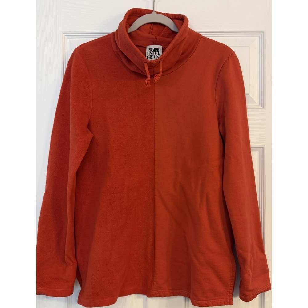 Prairie Underground Funnel Neck Pullover Women's Small Orange Mixed Media Warm